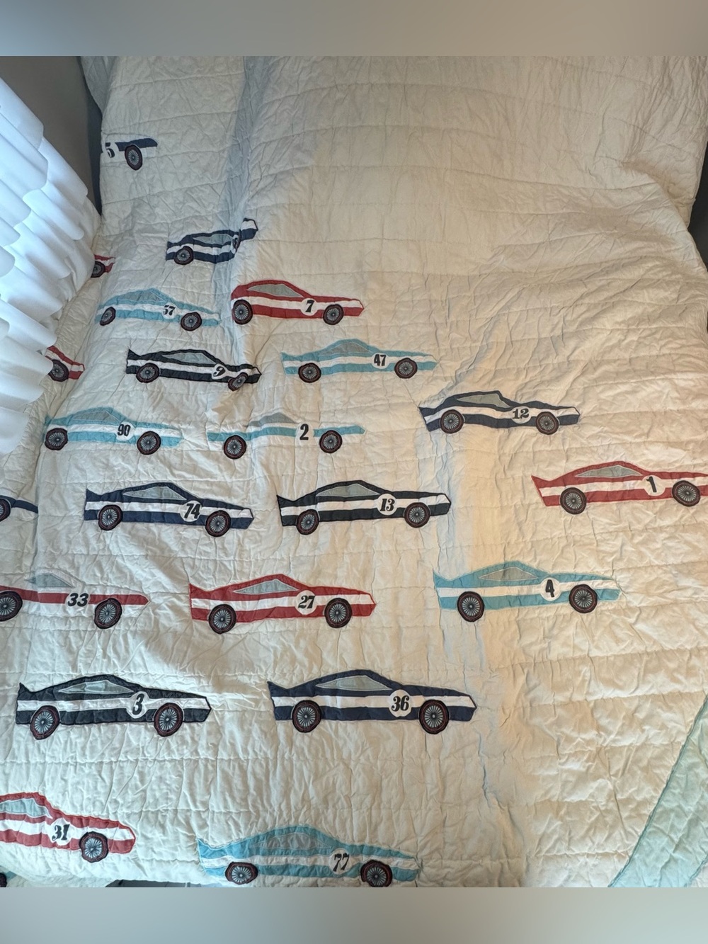 The Land of Nod “Pit Crew” Race Car Twin Size Quilt